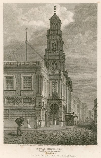 The Royal Exchange, Londyn, patrząc na południowy zachód autorstwa English School
