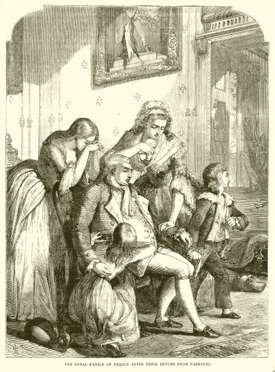 Rodzina królewska Francji po powrocie z Verennes autorstwa English School