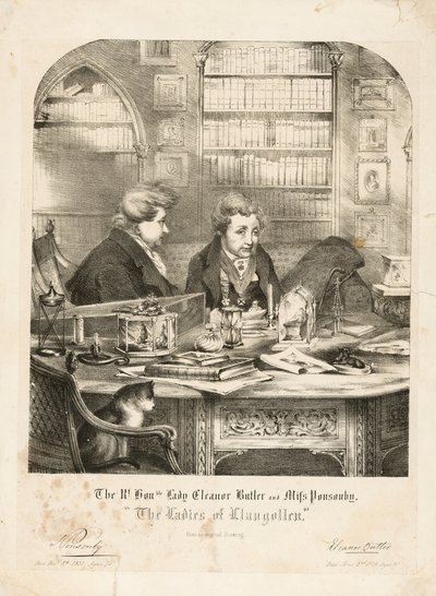 Rt. Kochanie. Lady Eleanor Butler i panna Ponsonby, „Panie z Llangollen”, po 1831 (lito) autorstwa English School