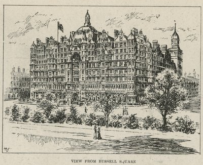 Hotel Russell, widok z Russell Square autorstwa English School