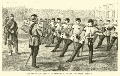 Kadeci z Sandhurst na ćwiczeniach z bagnetem, skróćcie ręce! autorstwa English School