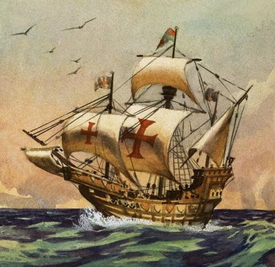 Santa Maria, która w 1492 r. zabrała Kolumba do Nowego Świata autorstwa English School