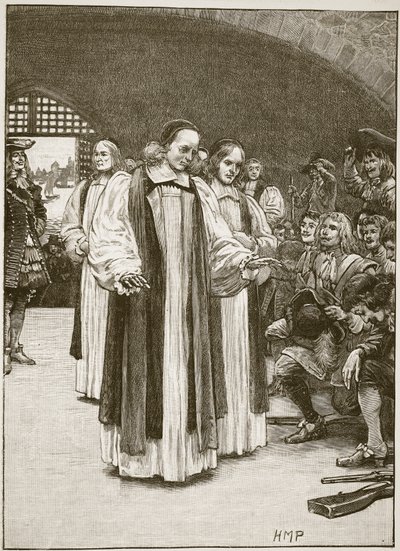 Siedmiu biskupów wchodzących do wieży, ilustracja z Cassells Illustrated History of England (zdjęcie w sepii) autorstwa English School