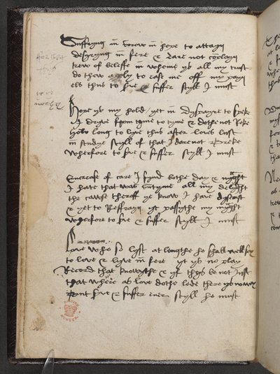 Akrostych Sheltun, z "Rękopisu Devonshire", Add MS 17492, f.6v (pióro i tusz na papierze) autorstwa English School
