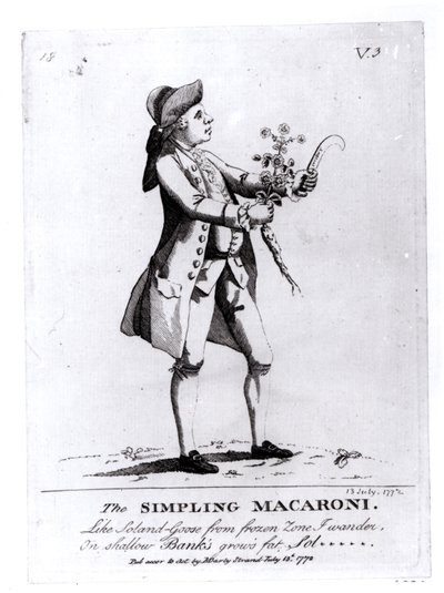 The Simpling Macaroni, opublikowane przez N. Darly, 13 lipca 1772 (rycina) (zdjęcie bw) autorstwa English School
