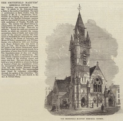 Kościół pamięci męczenników Smithfield (rycina) autorstwa English School