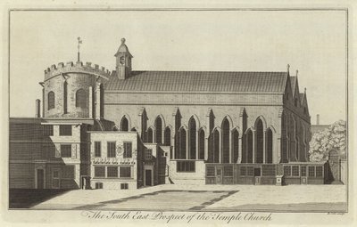 South East Prospect of the Temple Church, Londyn autorstwa English School