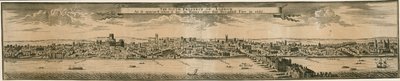 South Prospect of London, po wielkim pożarze w 1666 r autorstwa English School