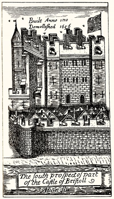 Południowa perspektywa części zamku Bristoll, wyd. 1893. autorstwa English School