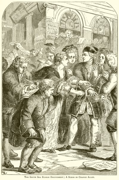 Podniecenie Bańki Morza Południowego; Scena w alei zmian autorstwa English School