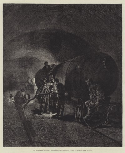 Tunel Świętego Gotarda (rycina) autorstwa English School