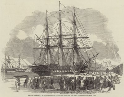 „St Lawrence” w Southampton Dock, rozładunek towarów na Wielką Wystawę (rycina) autorstwa English School