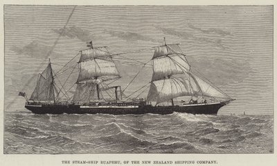 Statek parowy Ruapehu z New Zealand Shipping Company (grawerowanie) autorstwa English School