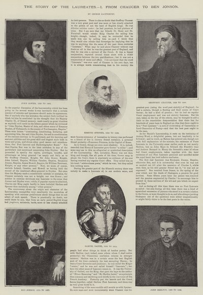 Historia laureatów, od Chaucera do Bena Jonsona (grafika) autorstwa English School