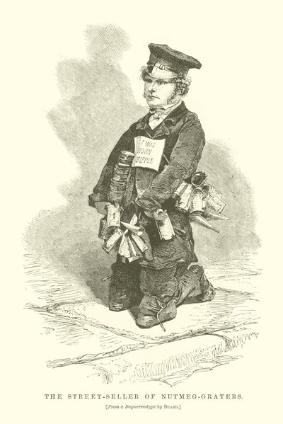 Uliczny sprzedawca gałki muszkatołowej (rycina) autorstwa English School