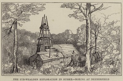 Eksploracja Sub-Wealden w Sussex, Nudna w Netherfield (grawerowanie) autorstwa English School