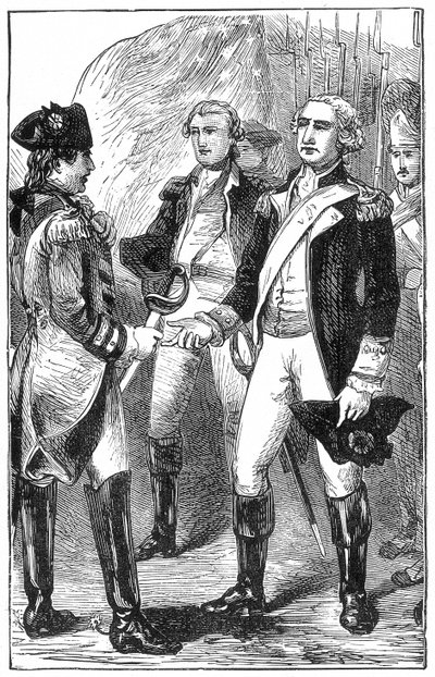 The Surrender of Cornwallis, z Historii Francji, Emile de Bonnechose, wydanej przez Ward, Lock and Co, Londyn autorstwa English School