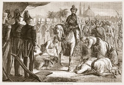 Poddanie się Moolraj, ilustracja z Cassells Illustrated History of England autorstwa English School