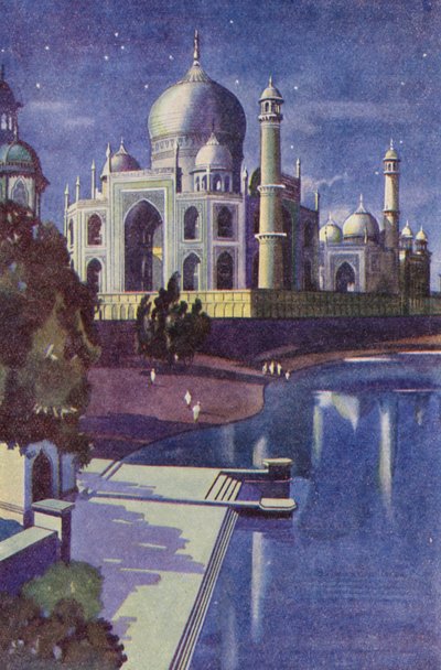 Taj Mahal (kolorowa litografia) autorstwa English School