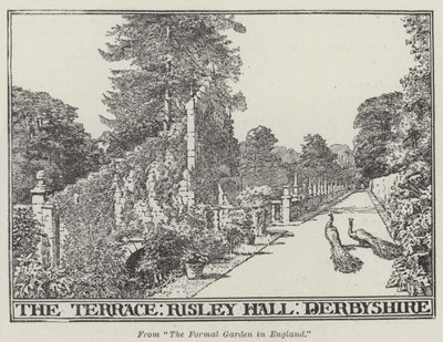 Taras, Risley Hall, Derbyshire (grawerowanie) autorstwa English School