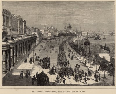 Nabrzeże Tamizy, patrząc w kierunku St Pauls autorstwa English School