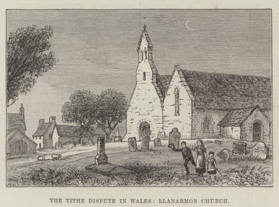 Spór o dziesięcinę w Walii, kościół Llanarmon (rycina) autorstwa English School