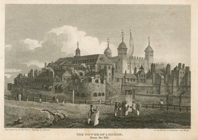 Tower of London ze wzgórza autorstwa English School
