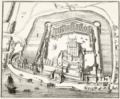 Tower of London w XV wieku, z „The National and Domestic History of England” Williama Hickmana Smitha Aubreya (1858-1916) opublikowanej w Londynie ok. 1890 r. autorstwa English School