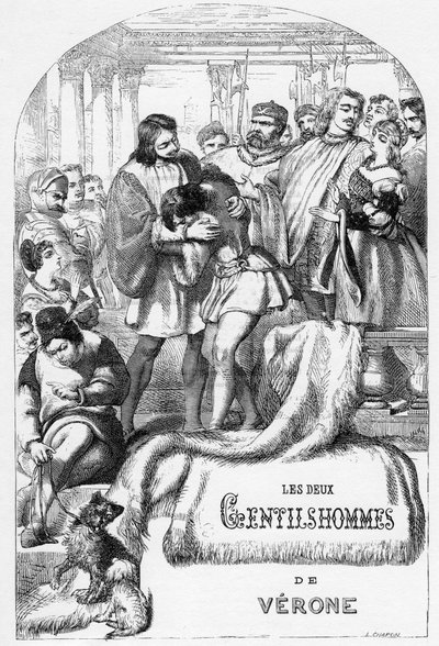 Dwóch dżentelmenów z Werony – ilustracja w „„Works complete by William Shakespeare”” 1866 – Ilustracje i ogólna forma tego wydania zapożyczono z ilustrowanego Szekspira Cassella, opublikowanego w Londynie autorstwa English School