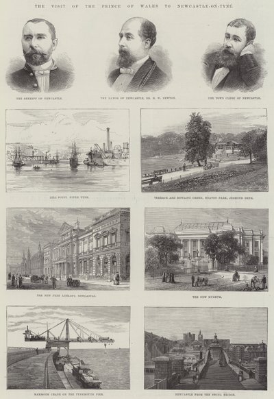 Wizyta księcia Walii w Newcastle-on-Tyne (grawerowanie) autorstwa English School