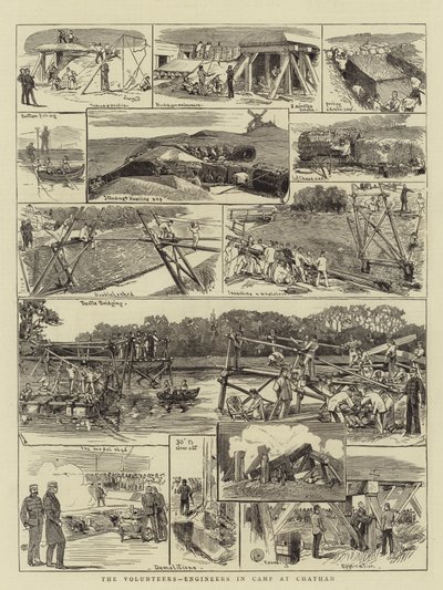 The Volunteers, Engineers in Camp at Chatham (grawerowanie) autorstwa English School