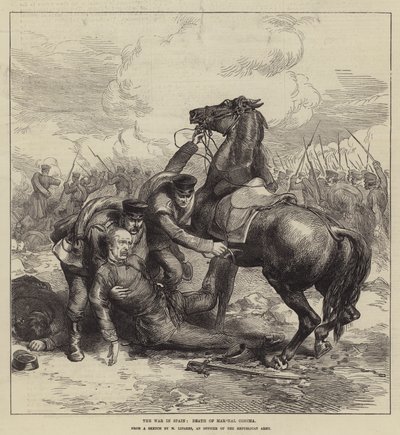 Wojna w Hiszpanii, Śmierć marszałka Conchy (rycina) autorstwa English School