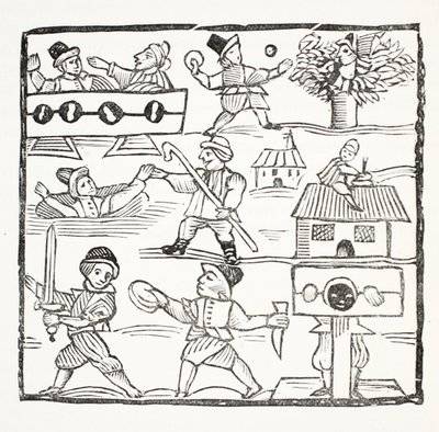 The Welch Traveller lub The Unfortunate Welchman Humphreya Cornisha, ilustracja z książki Chap-books of the Eighteenth Century Johna Ashtona, wyd. 1882 autorstwa English School