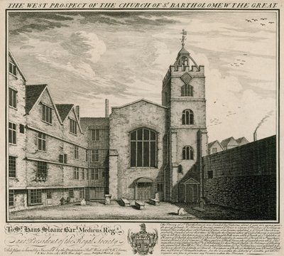 Zachodnia perspektywa kościoła św Bartłomieja Wielkiego autorstwa English School