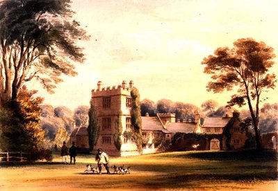 Wieża Zachodnia, Cotehele House, ok. 1830-40 (kolor lito) autorstwa English School