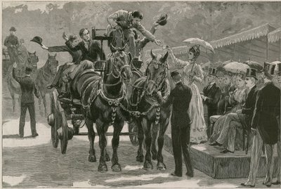 Parada Carthorsów w Zielone Świątki w Regents Park; Księżniczka May prezentuje odznaki autorstwa English School