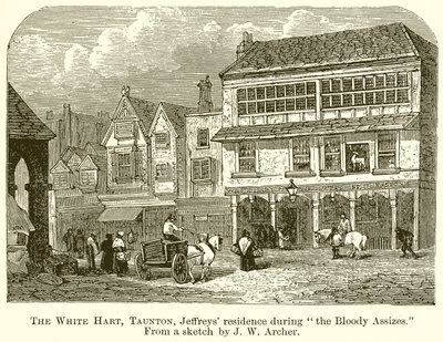 The White Hart, Taunton, Jeffreys Residence podczas krwawych wyborów autorstwa English School