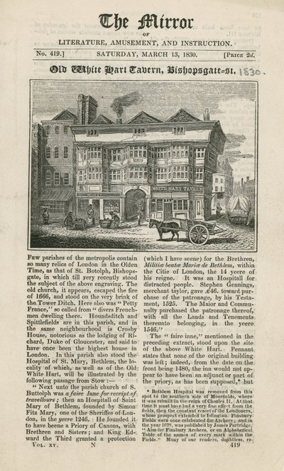 Tawerna White Hart, ulica Bishopsgate autorstwa English School