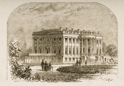Biały Dom, ok. 1870, z „Amerykańskich obrazów” wydanych przez Towarzystwo Religijne Traktu, 1876 autorstwa English School
