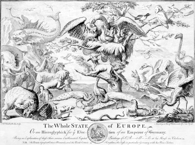 Całe państwo europejskie, czyli hieroglif na elekcję cesarza Niemiec, 1741 autorstwa English School