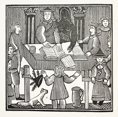 Cały proces i oskarżenie sir Johna Barleycorna, Knt., ilustracja z książki Chap-books of the Eighteenth Century Johna Ashtona, wyd. 1882 autorstwa English School