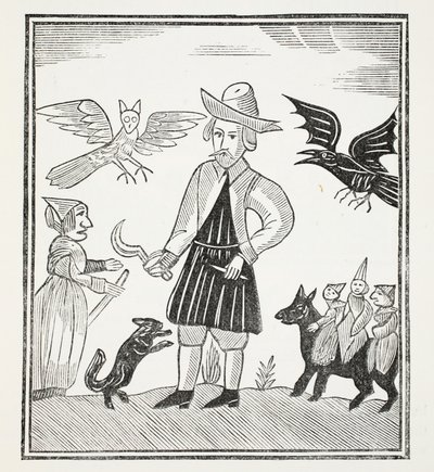 Czarownica z lasów, ilustracja z książki Chap z XVIII wieku autorstwa Johna Ashtona, wyd. 1882 autorstwa English School
