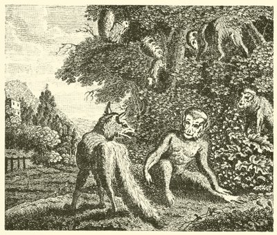 Małpa i lis (rycina) autorstwa English School