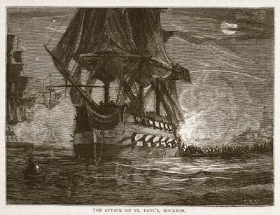 Atak na St Pauls, Bourbon, ilustracja z Cassells Illustrated History of India autorstwa Jamesa Granta, wyd. 1879 autorstwa English School