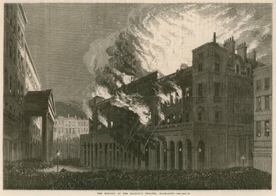 Spalenie Teatru Jej Królewskiej Mości, Haymarket, Londyn autorstwa English School