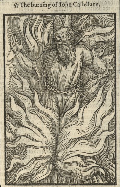 Die Verbrennung von John Castellane (Gravur) von English School