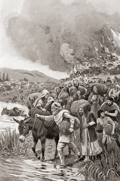 Spalenie Sardes podczas powstania jońskiego w 498 pne, z Historii Narodów Hutchinsona, wyd. 1915 autorstwa English School