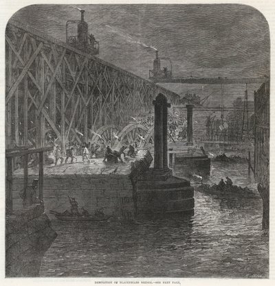 Rozbiórka Blackfriars Bridge autorstwa English School