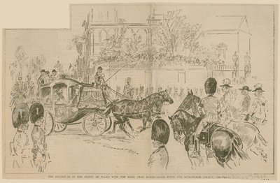 Wyjazd księcia Walii z panną młodą z Marlborough House do Pałacu Buckingham, 23 lipca 1896 r. autorstwa English School