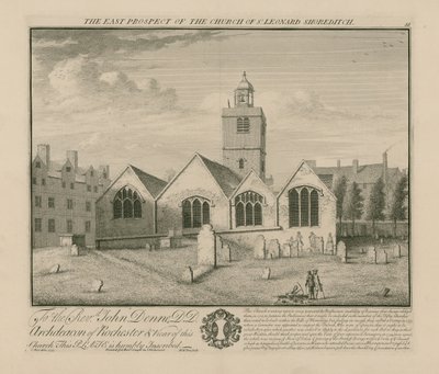 Wschodnia perspektywa kościoła św. Leonarda Shoreditch autorstwa English School